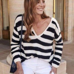 Sezane Nelson Jumper Sweater Striped Size Medium French Knit Mohair Alpaca Pull